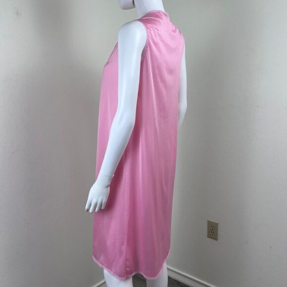 Vintage Union Cira Women Size S Pink Satin Lace Pullover Nightgown Semi Sheer - Picture 5 of 16